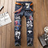 Fashion Embroidery Patchwork Men's Jeans Slim Straight Pants